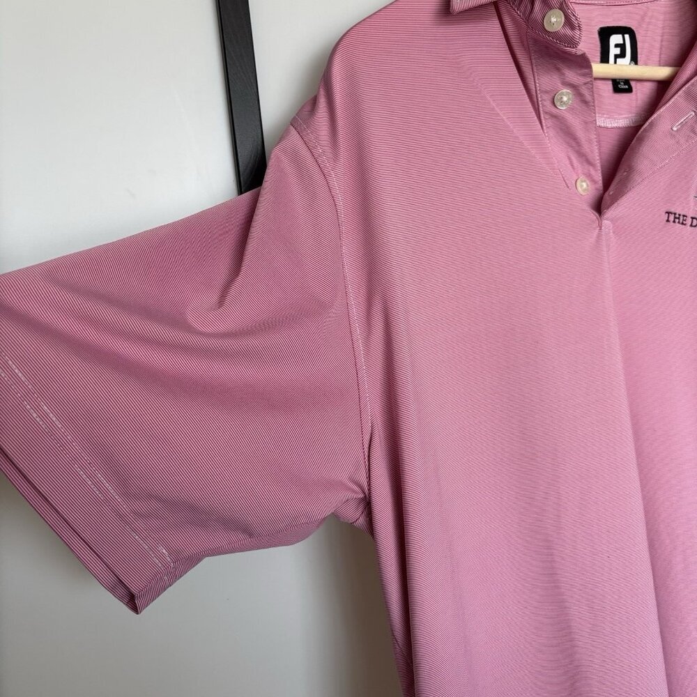 Footjoy Polo Shirt Mens Medium The Diplomat Pink Golf Performance Stretch - Picture 4 of 15
